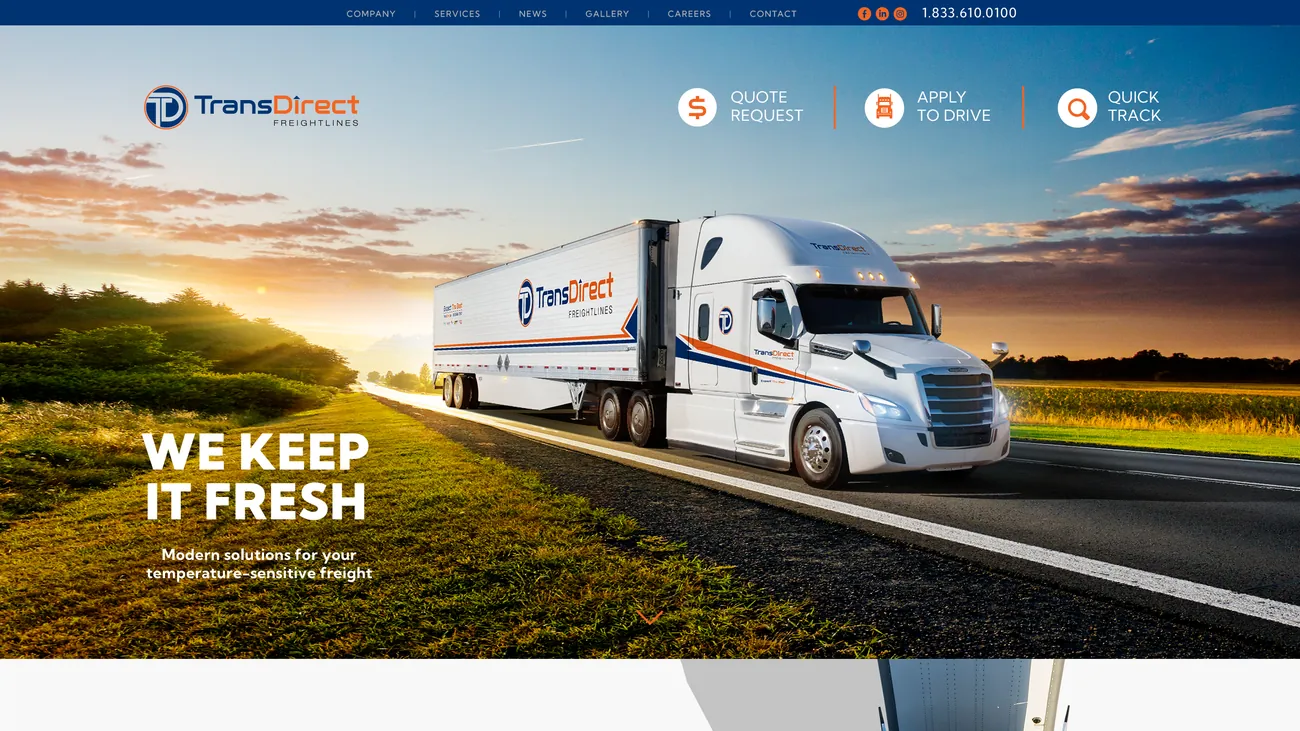 Website design 1, home page header and main feature